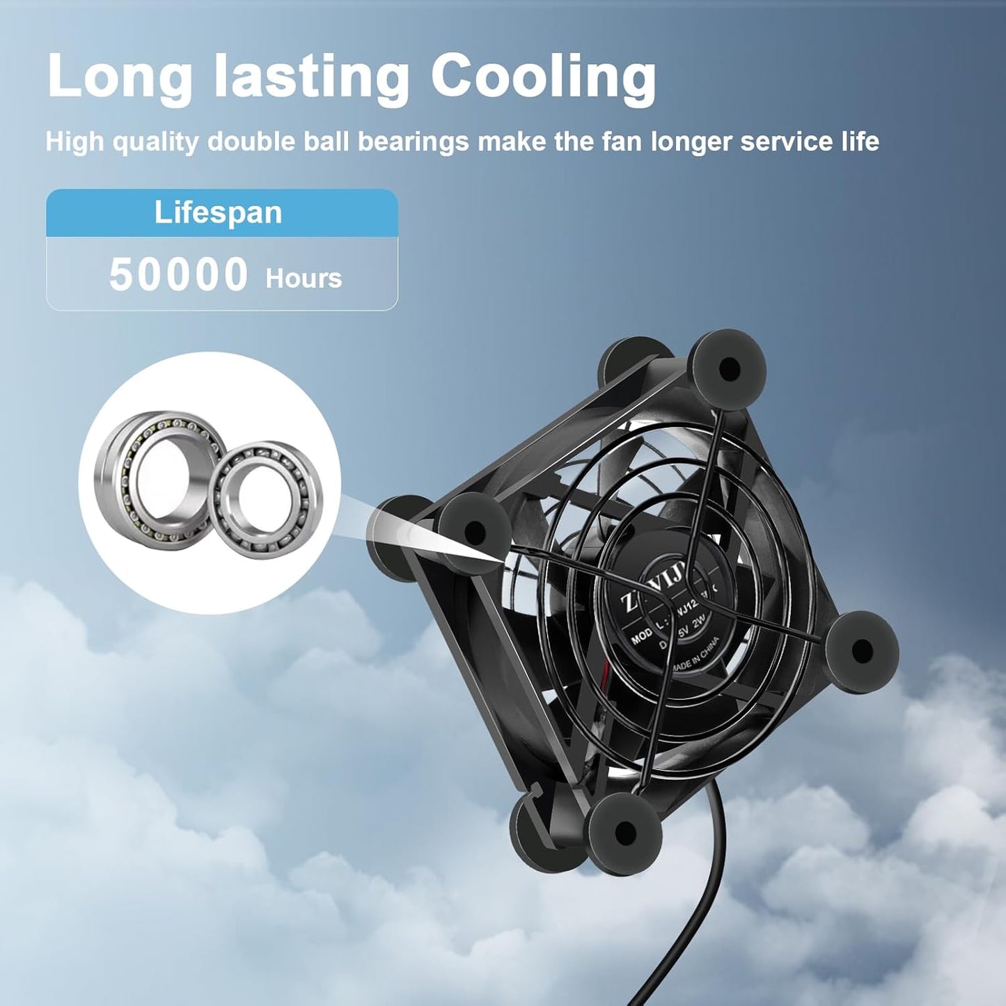 ZIWIJE 2Pack 80mm, 3 5V Quiet USB Fan Speeds Controller USB Cooling Cooler Silent Computer Fan for Router DVR