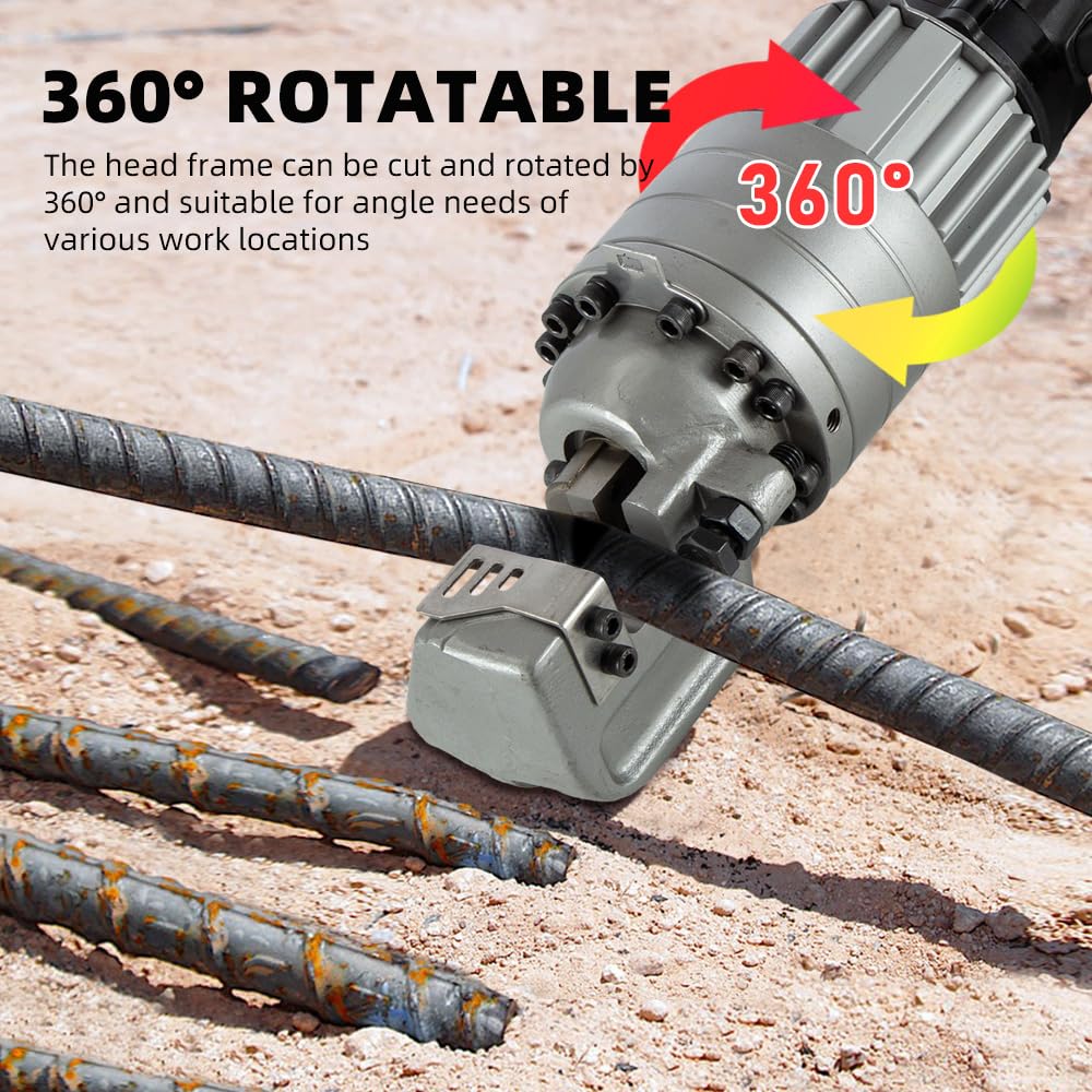 WUZIZI Cordless Rebar Bender, 360° Rotation Rebar Cutter, Portable Handheld Electric Hydraulic Rebar Cutter, Cutting Size From 3/20"(4mm) to 7/8" (22mm) Rebar (Li-ion Battery Included)
