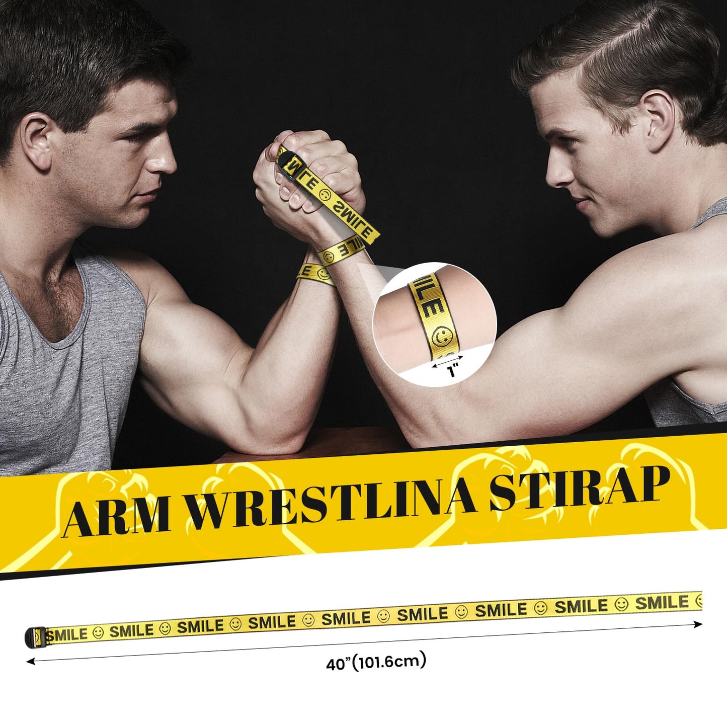 INNOLIFE Arm Wrestling Competition Match Strap Fixed, 35in Non-Slip, no Hand Injury, Professional Wrist Table Training Competition Rope(Yellow Black) Visit The Store