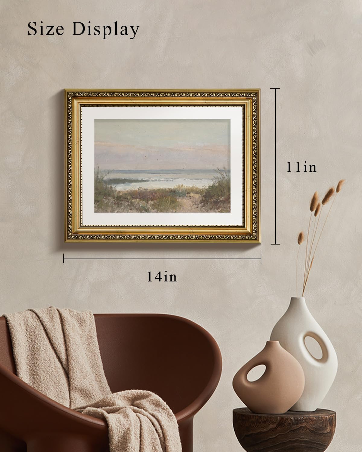 VIYYIEA Gold Framed Canvas Print - Classical Coastal Scenery Wall Art for Home Decor | 11x14in