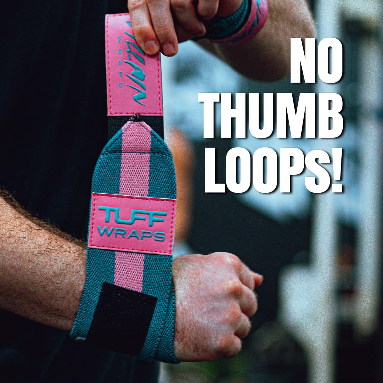 Villain 16" Wrist Wraps for Weightlifting & Powerlifting – Adjustable Support Straps for Men and Women – Ideal for Strength Training, CrossFit, Bodybuilding – Durable Comfort to Eliminate Wrist Pain - Pink Teal