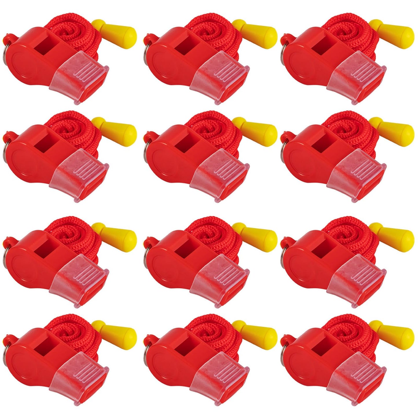 SUYAMI 12 Packs Sport Whistle with Lanyard, for Coach, Referee, Official (Red)