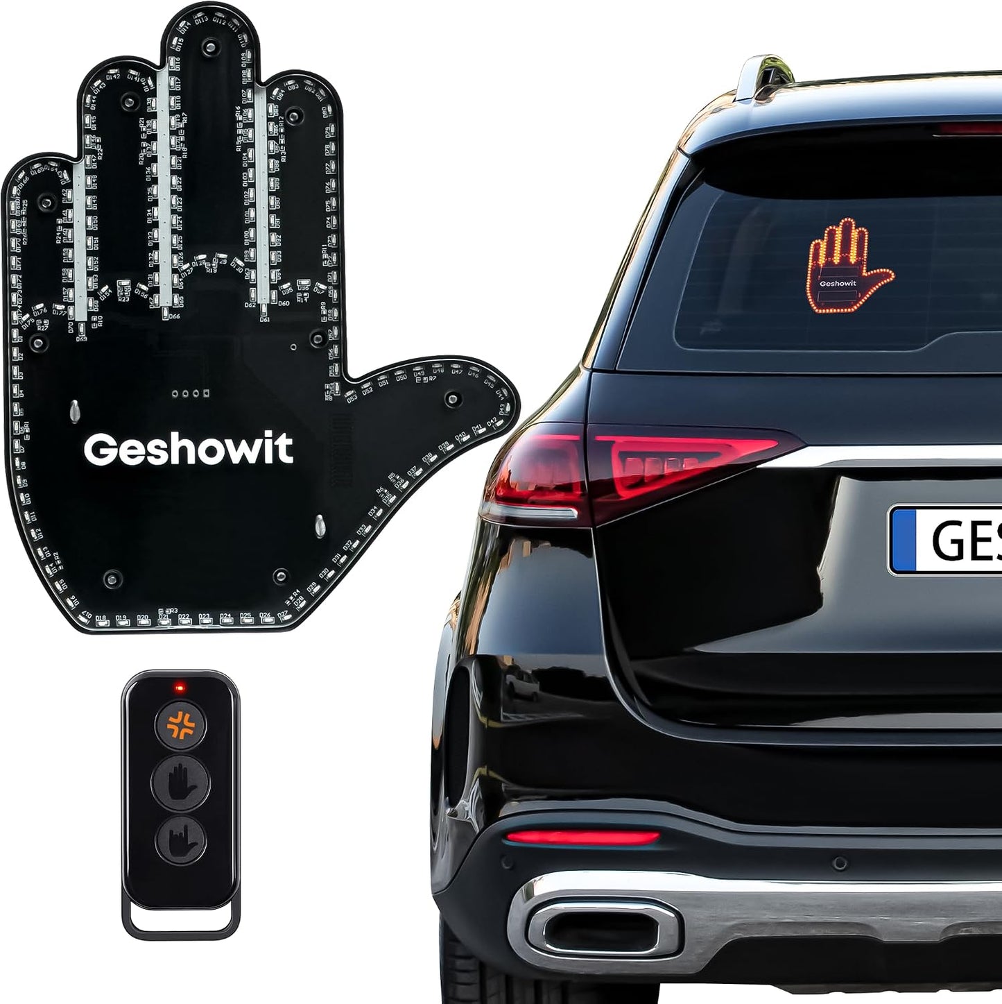 Car Accessories for Men, Car Finger Light with Remote - Give The Bird & Wave & Love to Drivers - Truck Accessories
