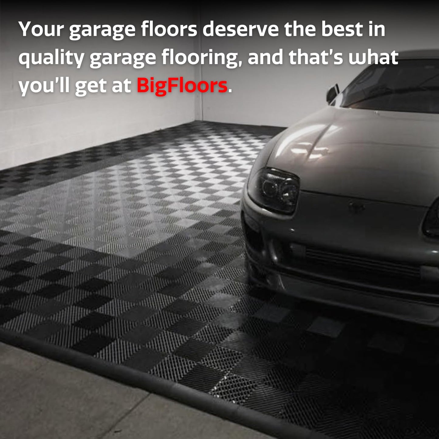Big Floors RaceDeck Garage Floor Tiles, Interlocking Garage Flooring, Free-Flow Self-Draining Non-Slip Heavy-Duty Copolymer, Easy Install (Alloy, 48 Pack of 12 x 12" Tiles, 48 Sq Ft)