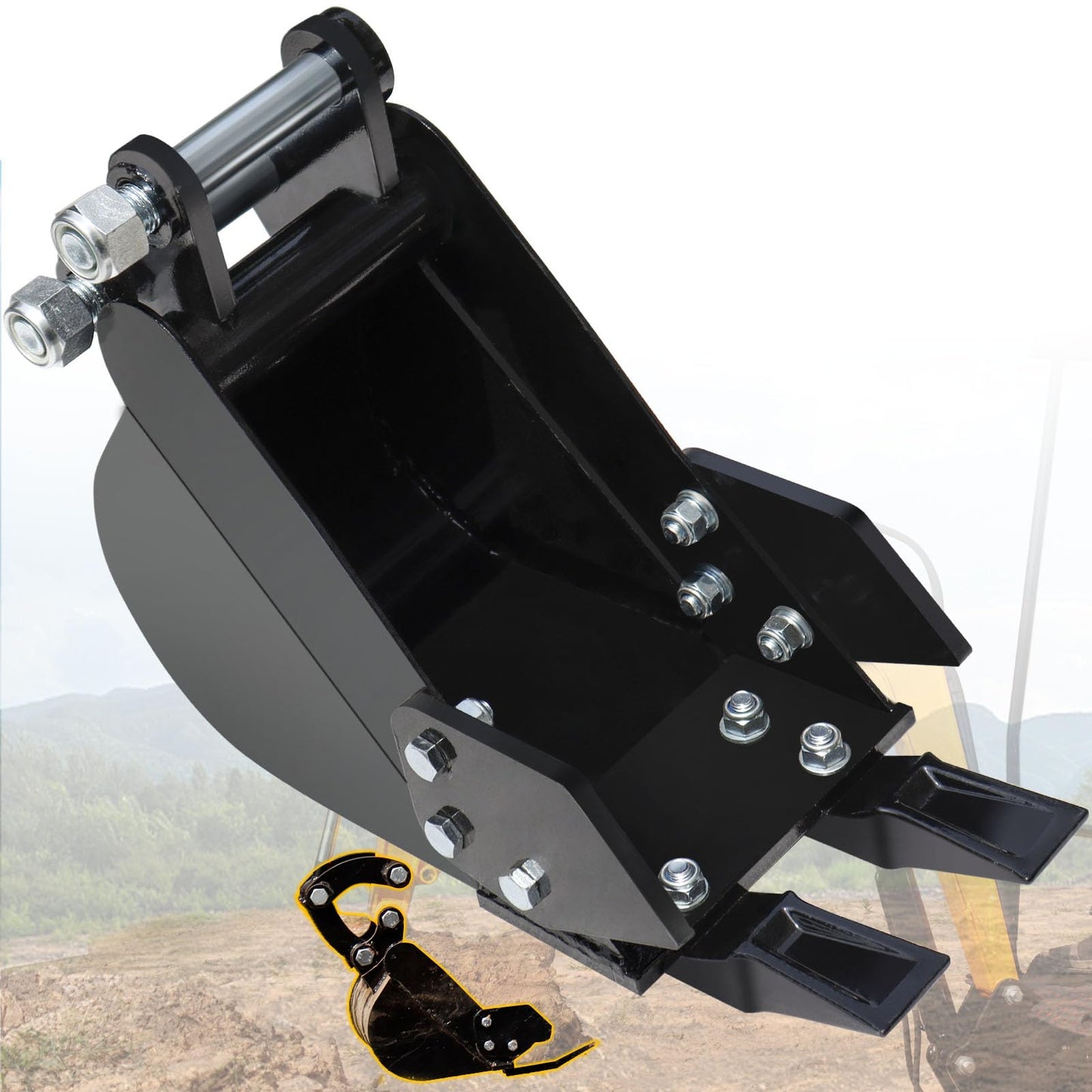 DANWIWEE Mini Excavator Bucket 7.78in Excavator Attachments, 200mm Narrow Digging Buckets, Hole Diameter 0.98in, Center Wheelbase 3.54in, Bucket Metal Trenching Digger with Metal Teeth