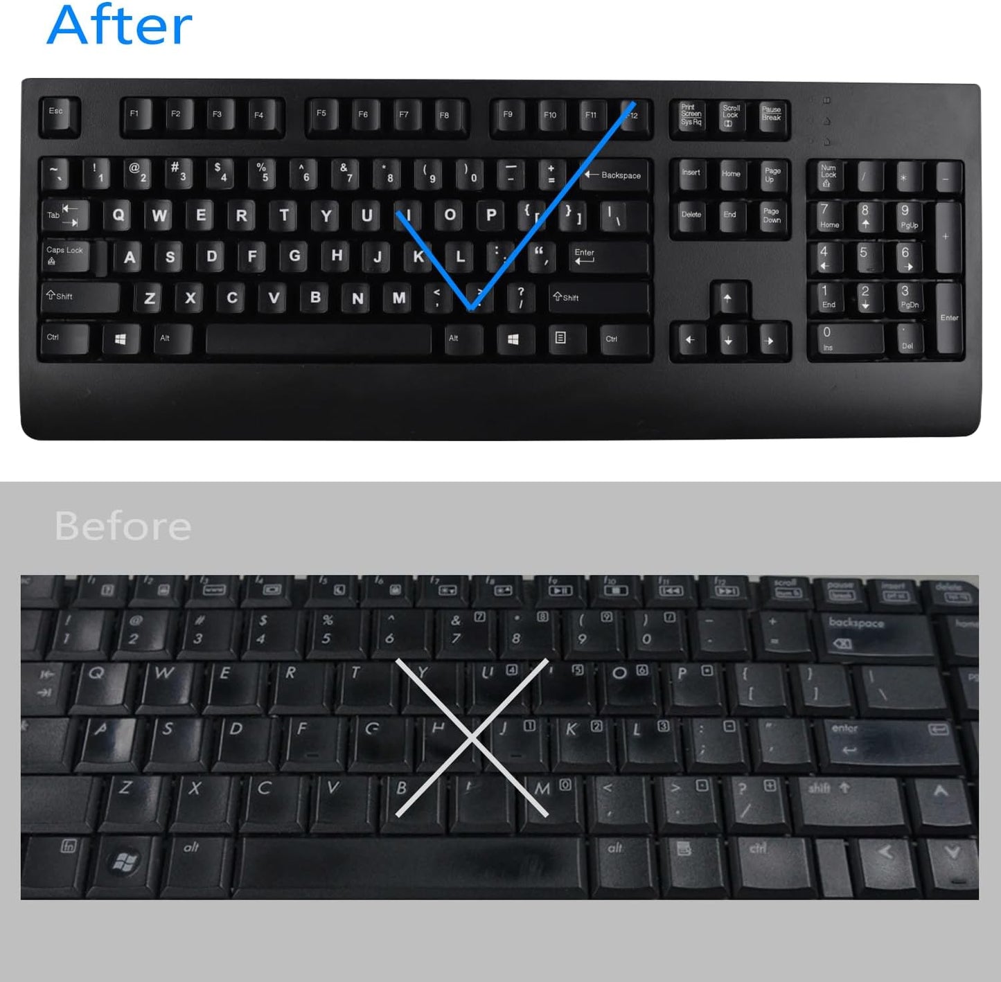 MUBUY-GOL (6-in-1), Universal Korean Keyboard Stickers Black Background with White Lettering for Computer Laptop