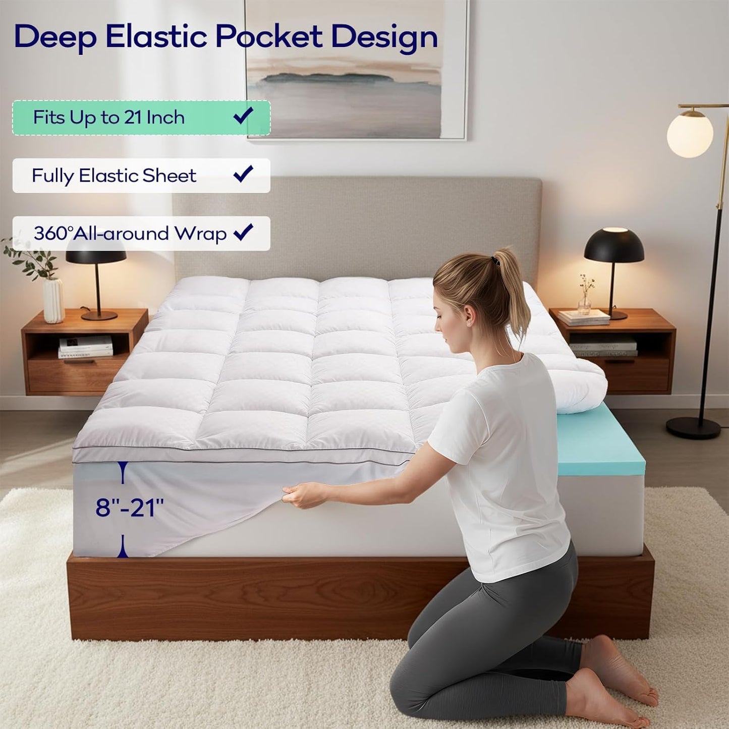 OLANLY Memory Foam Mattress Topper - Dual-Layer 4 Inch Queen Size for Back Pain Relief | Cooling Pillow Top