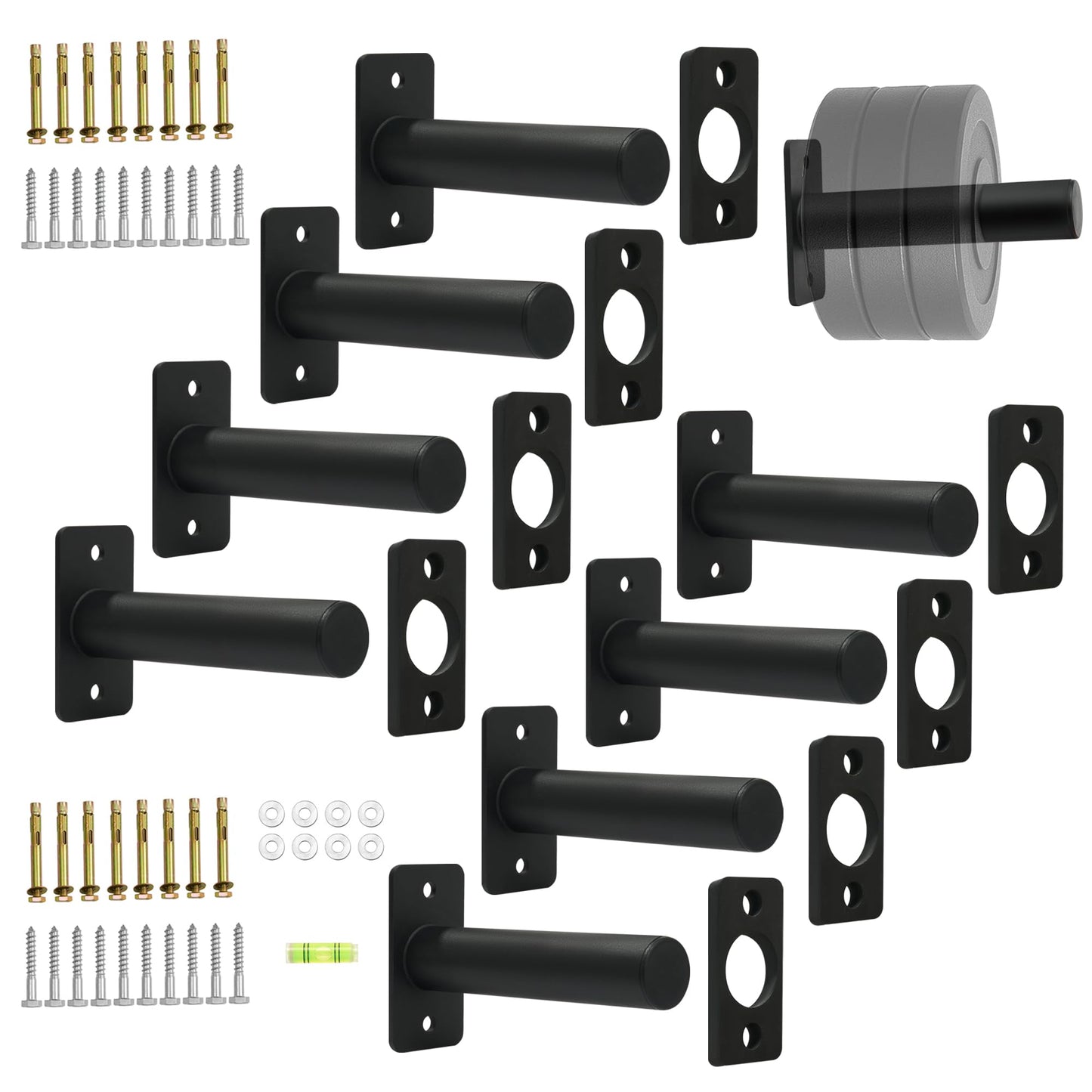 Wall Mounted Olympic Weight Plate Rack, Heavy Duty Metal 2" Plate Holder & Hanger for Home Gym, Garage Gym, Powerlifting & Fitness Equipment Storage, 275 lbs Capacity Barbell Plate Organizer with Screws for Wood & Concrete Walls