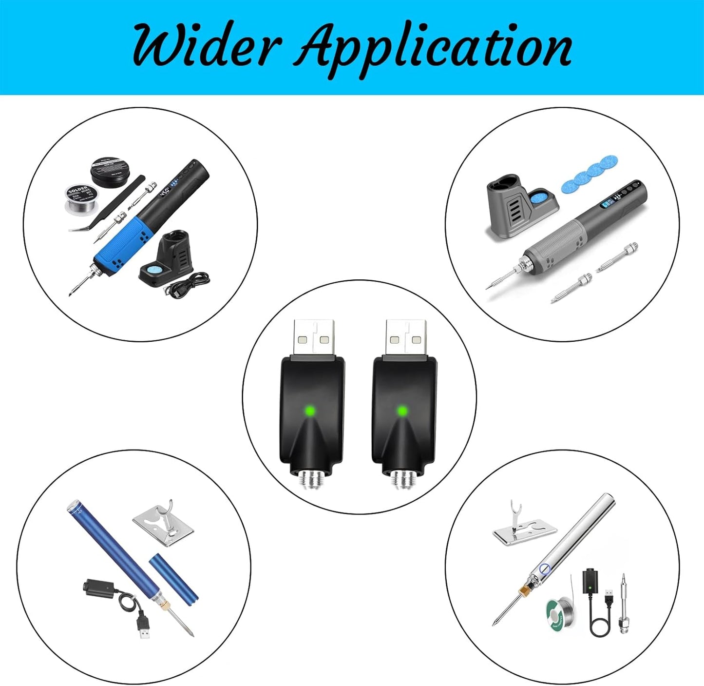 finlusri 2 Pcs Replacement Tip Chargers for Wireless Soldering Iron - Charger with LED Indicator