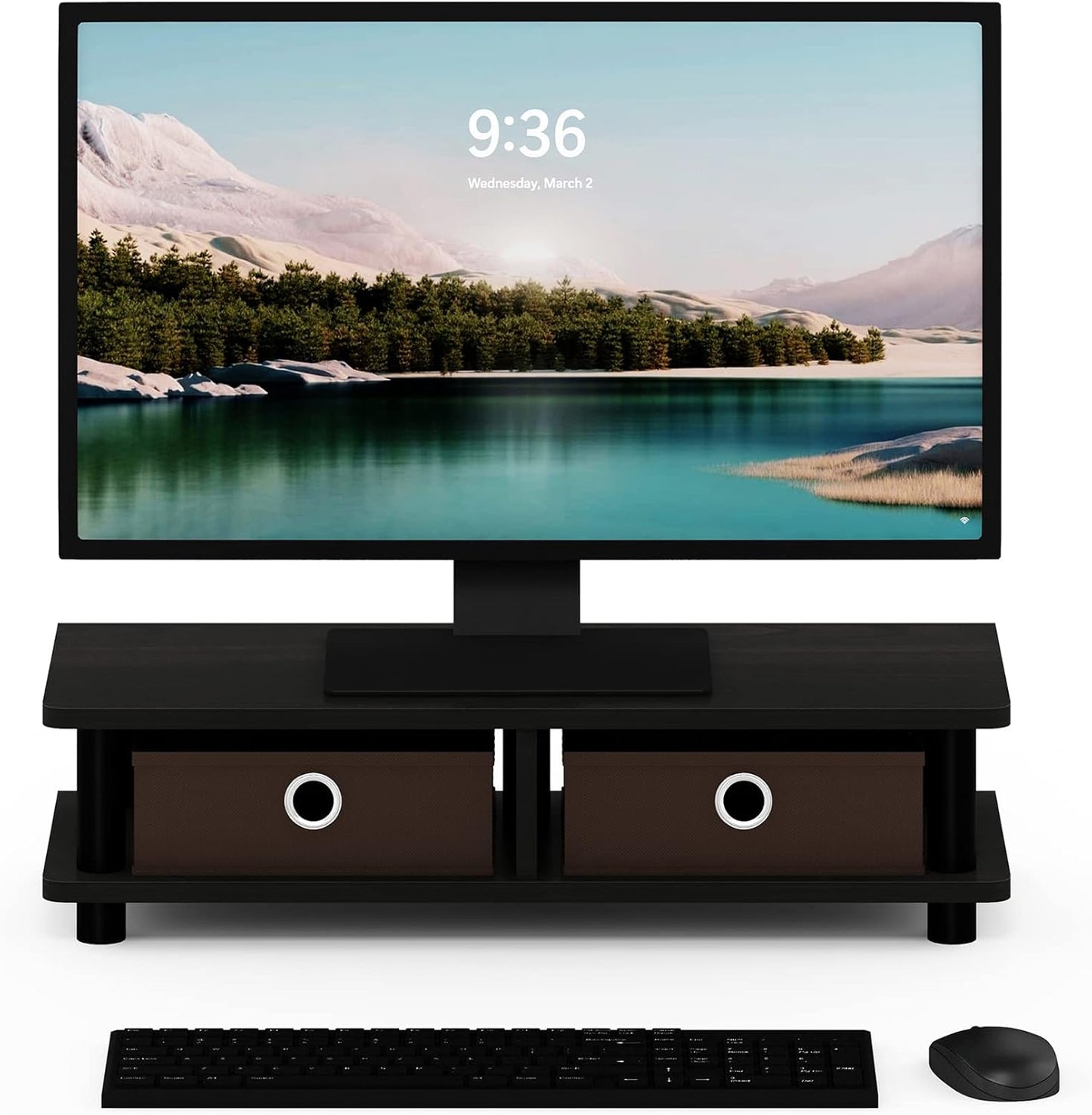 Furinno Turn-N-Tube Monitor Stand, Espresso/Black