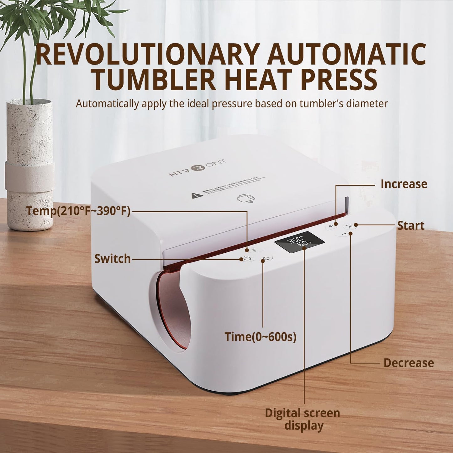 HTVRONT Auto Tumbler Heat Press Machine White + Heat Press H1 Mini Heat Press Machine Bubble Blue