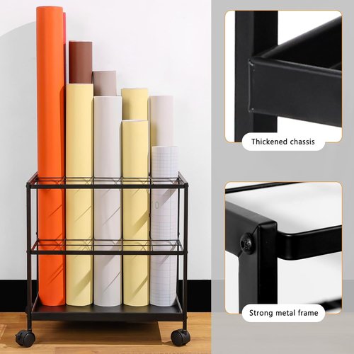 Blueprint Storage Rack Cart - 20-Slot Metal Blueprint Holder for Secure, Non-Slip Storage | Organize Posters & Artwork