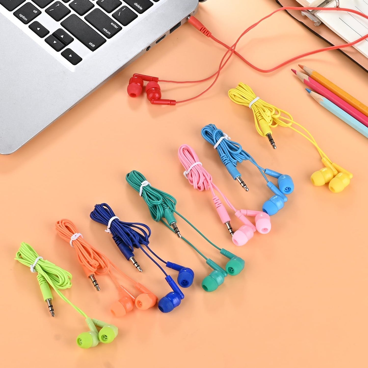 50 Pack 3.5 mm Earbud Bulk Kids Headphone for Classroom School, Wholesale Class Room Students Wired Earphones with Jack