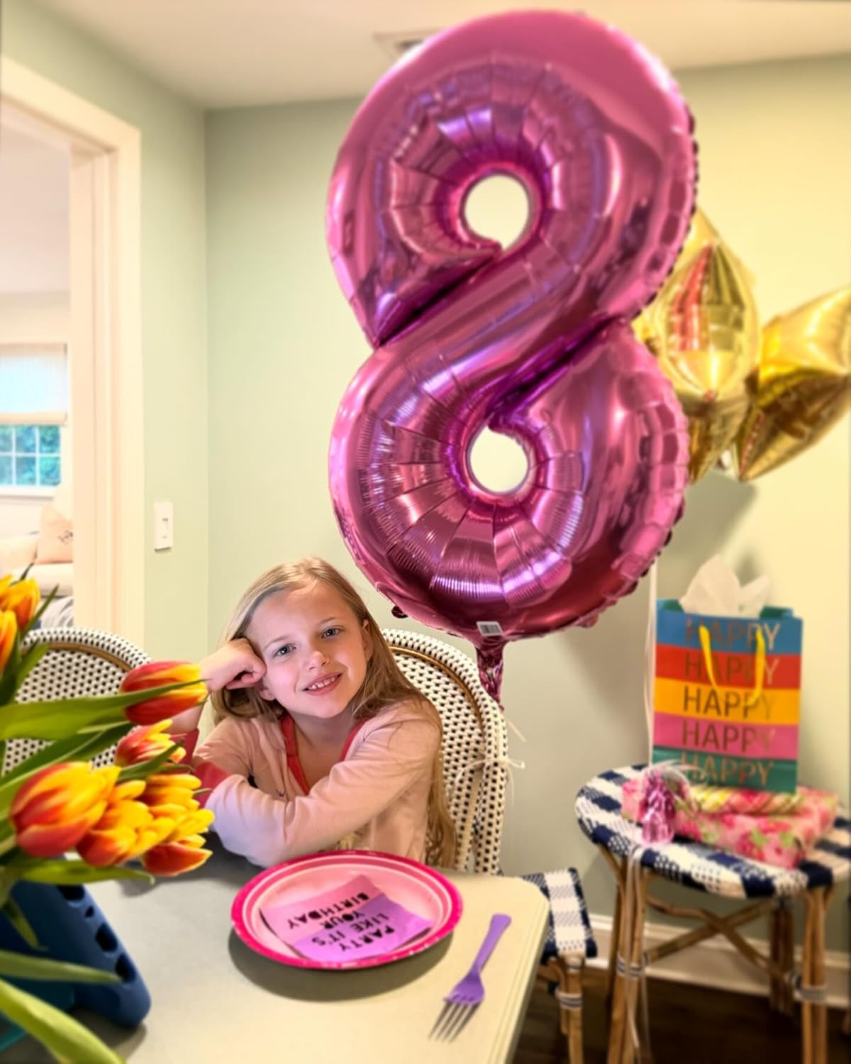 Pink Number 6 Balloon - 40 Inch Giant Foil Balloon for 6th Birthday Party Decorations