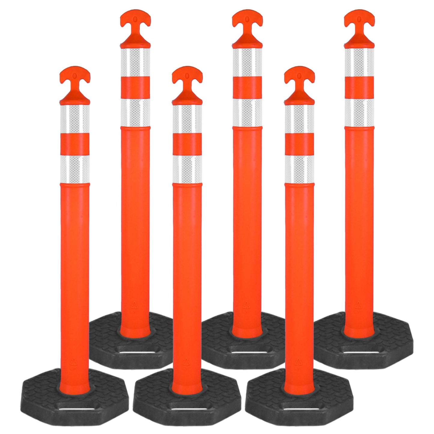 ELLUMIN 42" Traffic Delineator Posts,6 Pack Orange Safety Cones with Reflective Collars and Weighted Base for Road Safety, Parking Lots