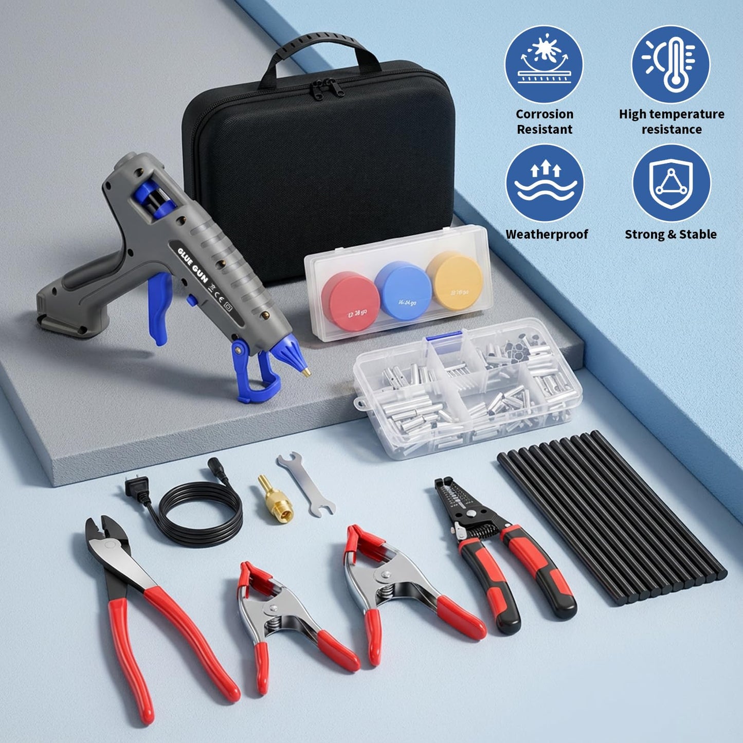 SUSUTA Wire Splice Sealing Kit with 200W Glue Gun for Trailer Repair