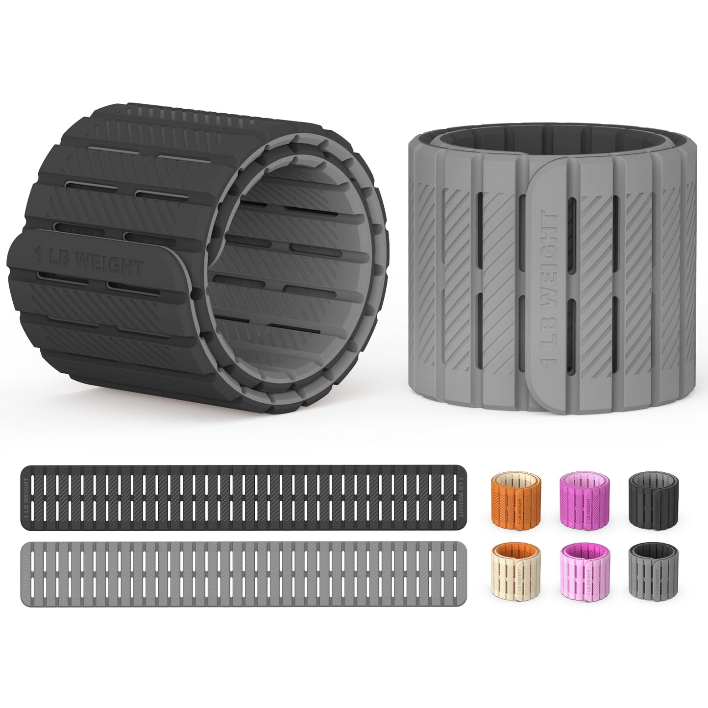 SE7EN Ankle Weights for Women & Men, Silicone Magnetic Wirst & Leg Weights for Pilates, Yoga, Pool, Gym, Set of 2 Weights (1 lb Each) | Black & Gray