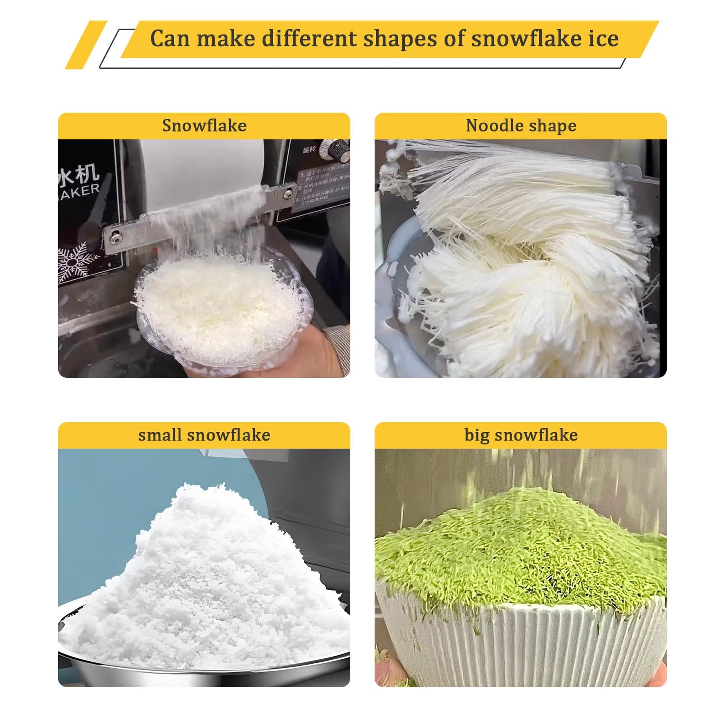 Kolice Commercial Electric Shaved Ice Machine,Snow Cone Shaver,Snow Flake Ice Machine-264 lbs/Day, 4 Feeding Buckets with Four Flavors for Choice by Manual, for Restaurant, Food Van, Desert Shops,etc