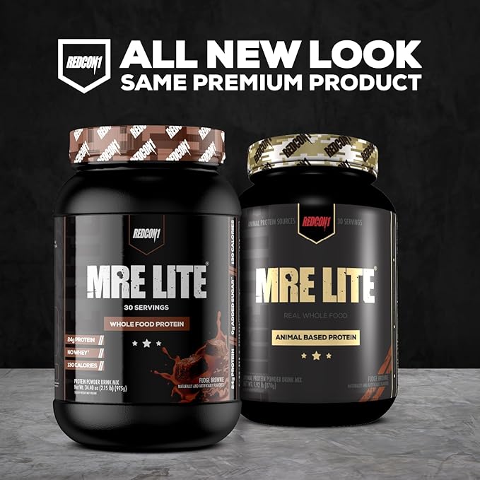REDCON1 MRE Lite Whole Food Protein Powder, Cookies N' Cream - Low Carb & Whey Free Meal Replacement with Animal Protein Blends - Easy to Digest Supplement Made with MCT Oils (30 Servings)