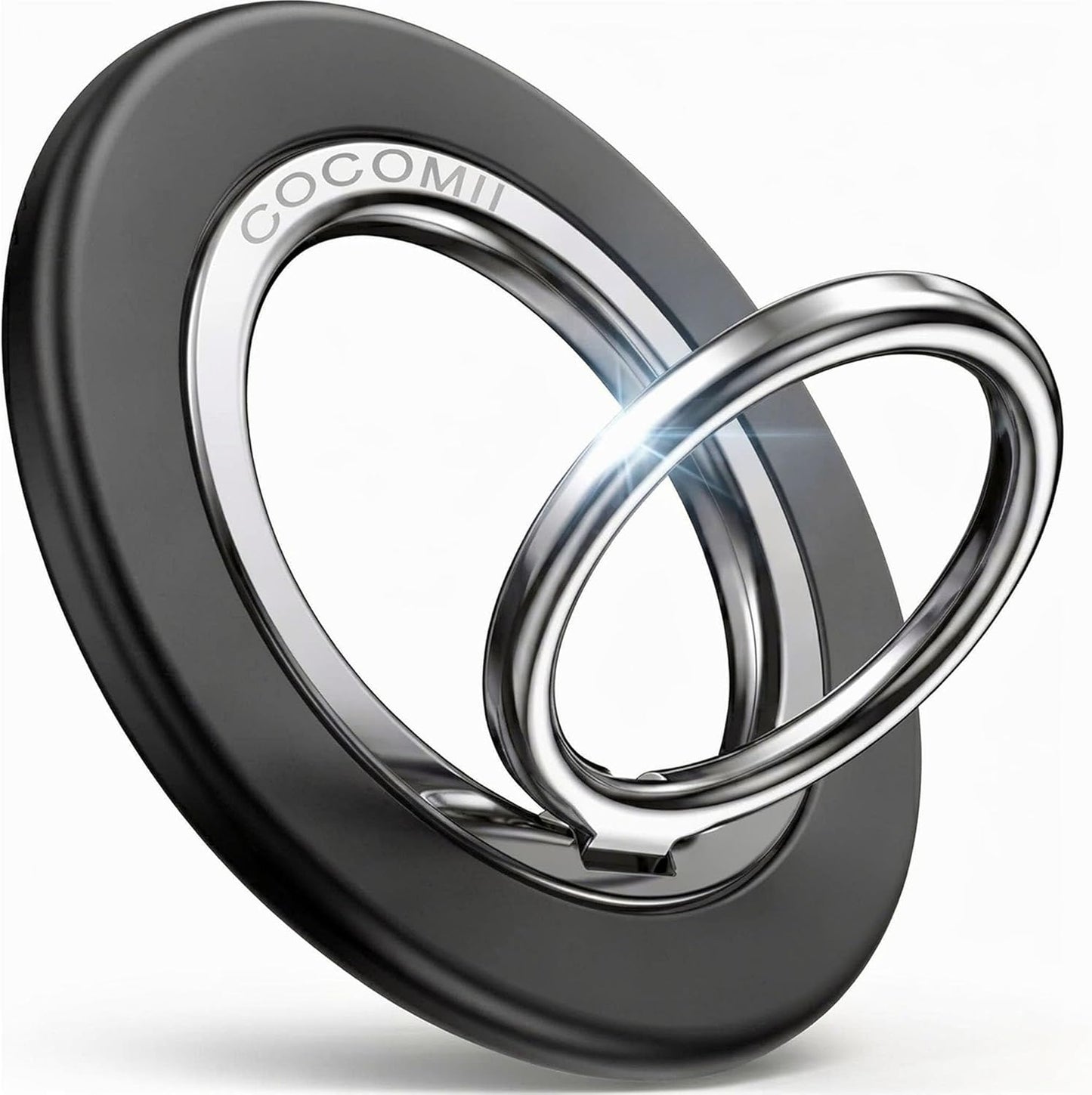 COCOMII 360 Magnetic Phone Ring Holder for MagSafe, Rotation Finger Grip Stand, Matte Black