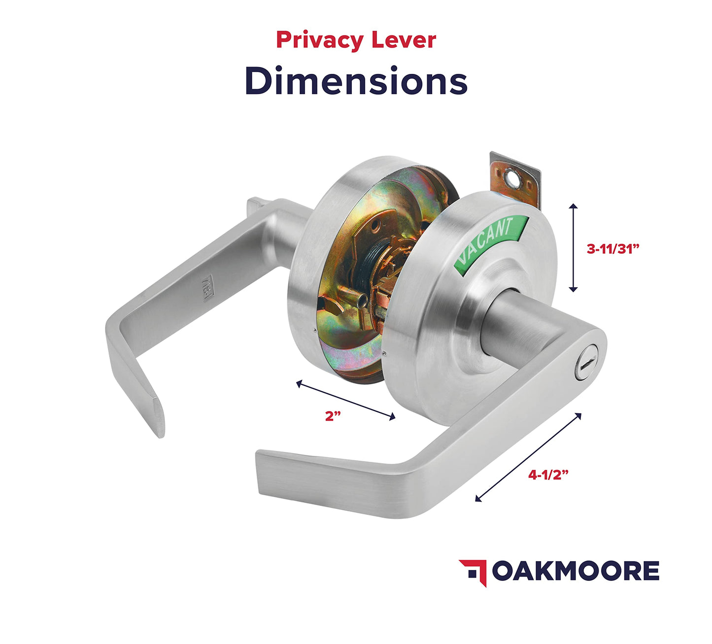OAKMOORE Commercial Door Handle | Vacant Occupied & Commercial Restroom Lock for Public Bathroom & Industrial Buildings
