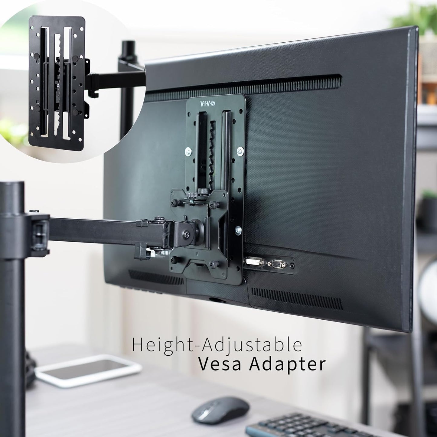 VIVO 27 Inches Height Adjustable VESA Adapter Stand for Individual Monitors up to Black