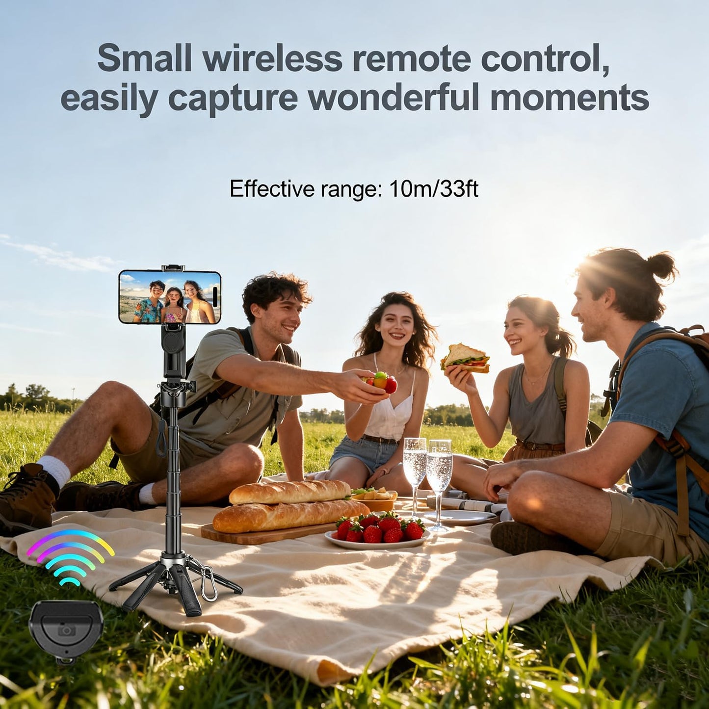 AntoFlash for Magnetic Tripod Stand for iPhone Pocket-Size Selfie Stick Mag-Safe Tripod Phone Holder with Wireless