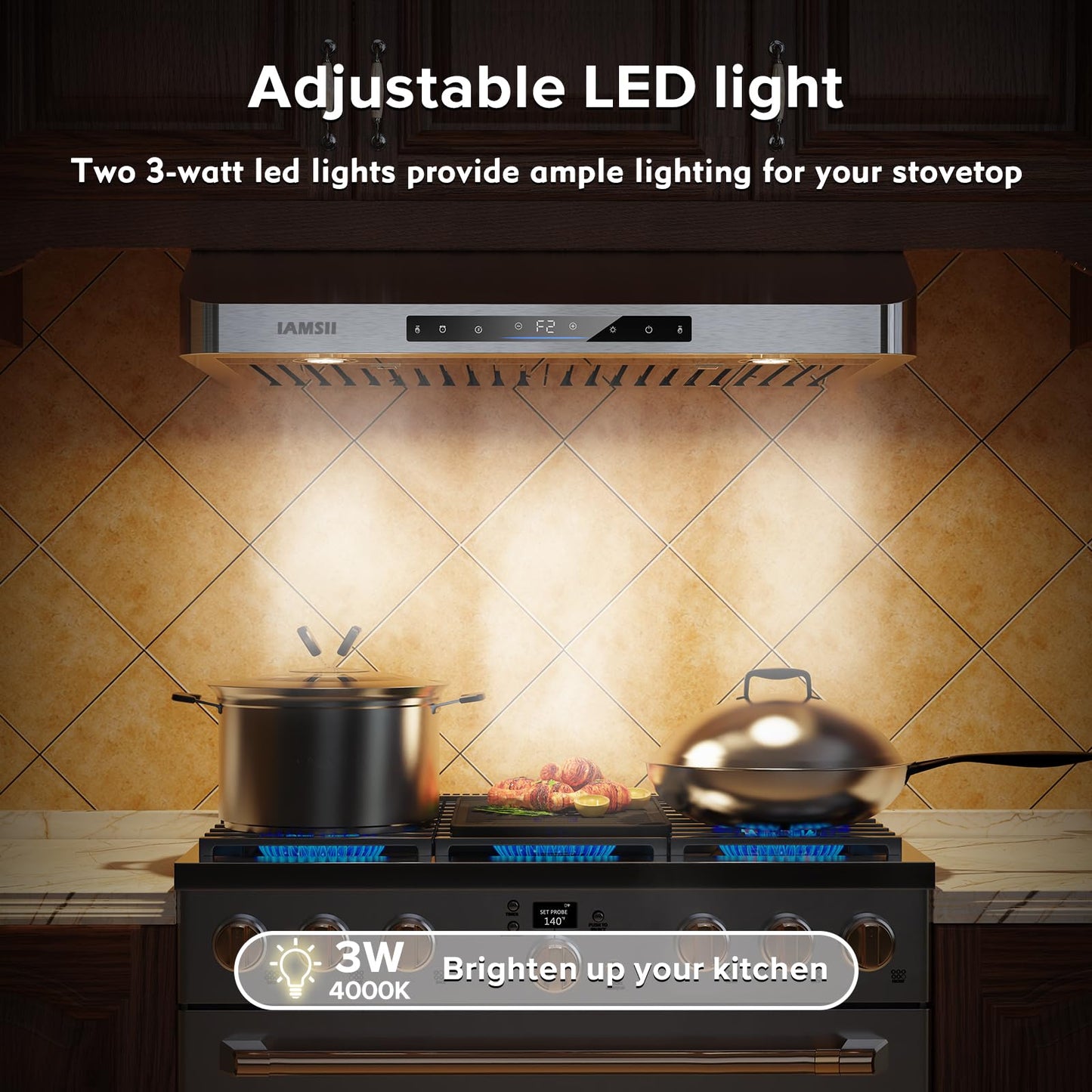 Under Cabinet Range Hood 30 Inch,900 CFM Stainless Steel Kitchen Stove Vent Hood with 4 Speed Exhaust Fan Gesture Sensing/Touch/Remote Control