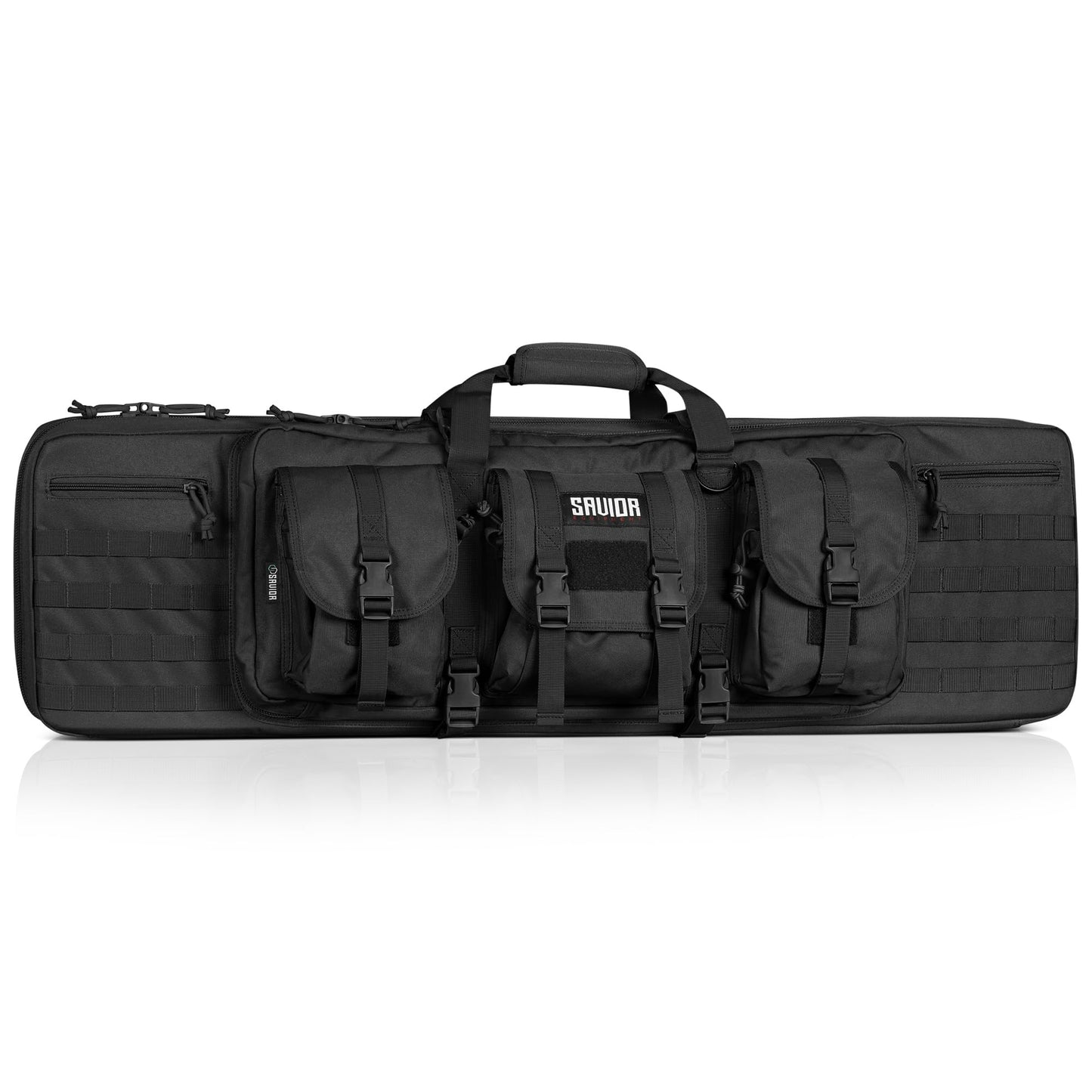 Savior Equipment American Classic Tactical Double Long Gun Bag Pistol Transportation Case w/Backpack Strap, 55 Inch Obsidian Black