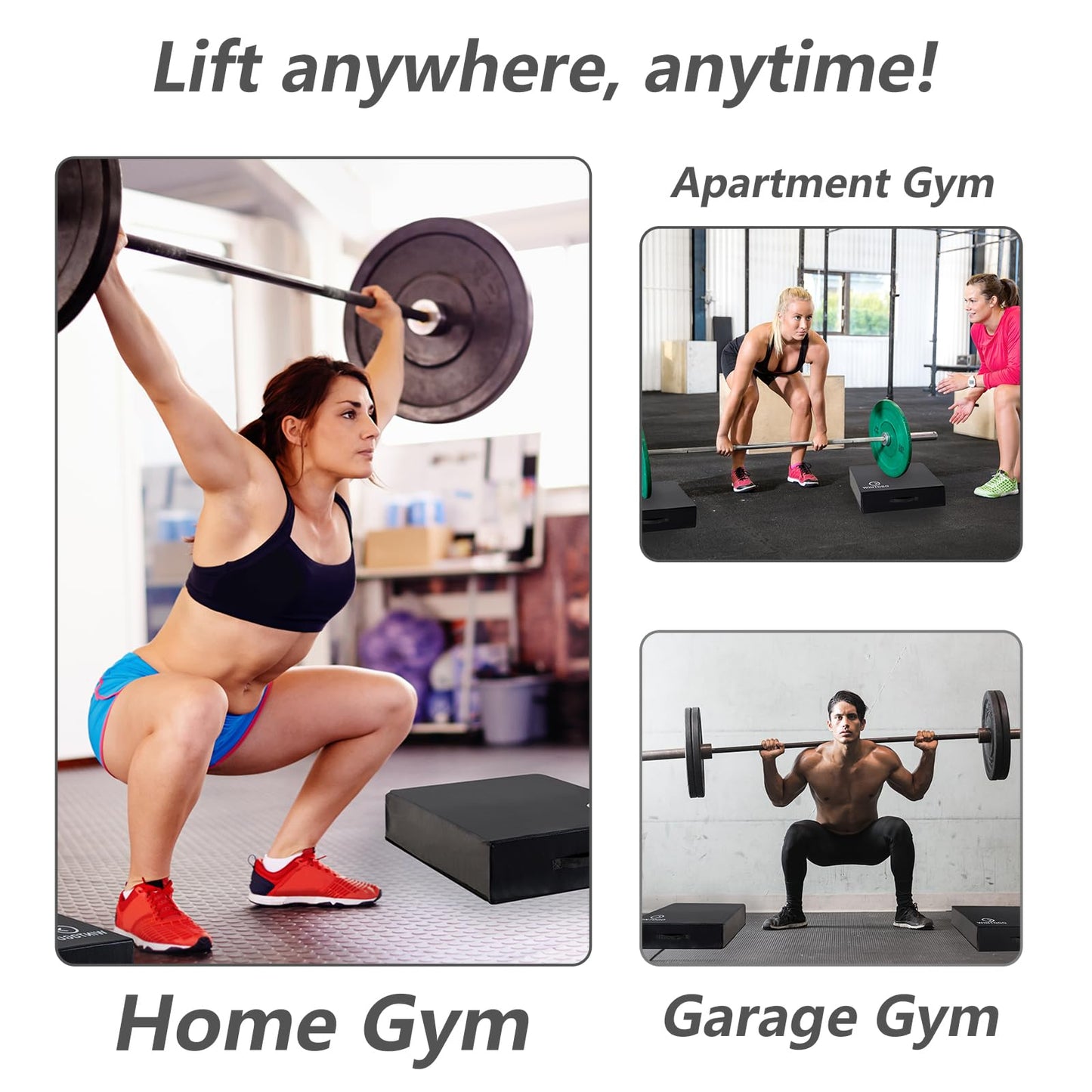 Wintogo Deadlift Silencer Drop Pads (Pair) - Noise Reducing Weightlifting Crash Mats for Floor Protection, Portable Compact 20"x20"x6" Easy to Store & Carry for Home Gym, Garage, Crossfit Workouts