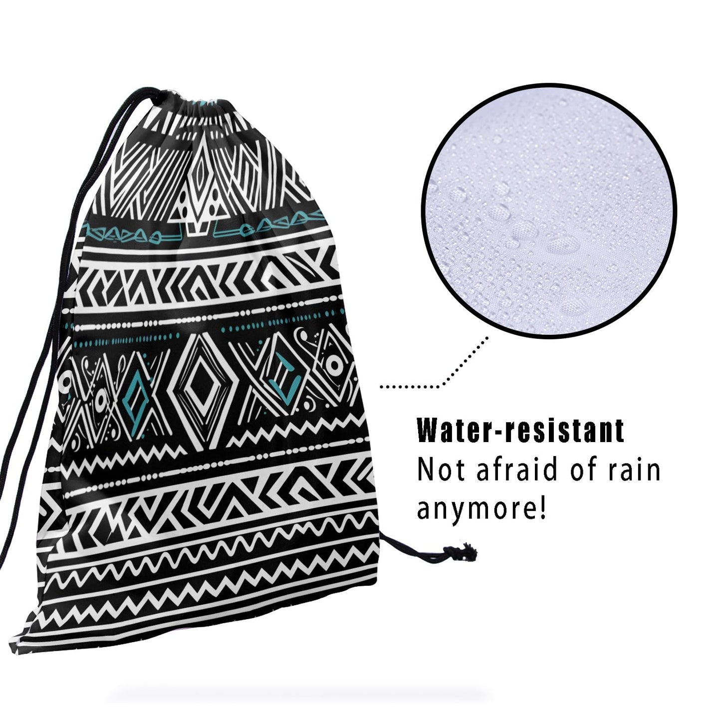 Nerxy Tribal Gymnastics Grip Bag - White Black Grip Bags for Gymnastics Mini Gym Bag Ethnic Drawstring Storage Pouch Adjustable