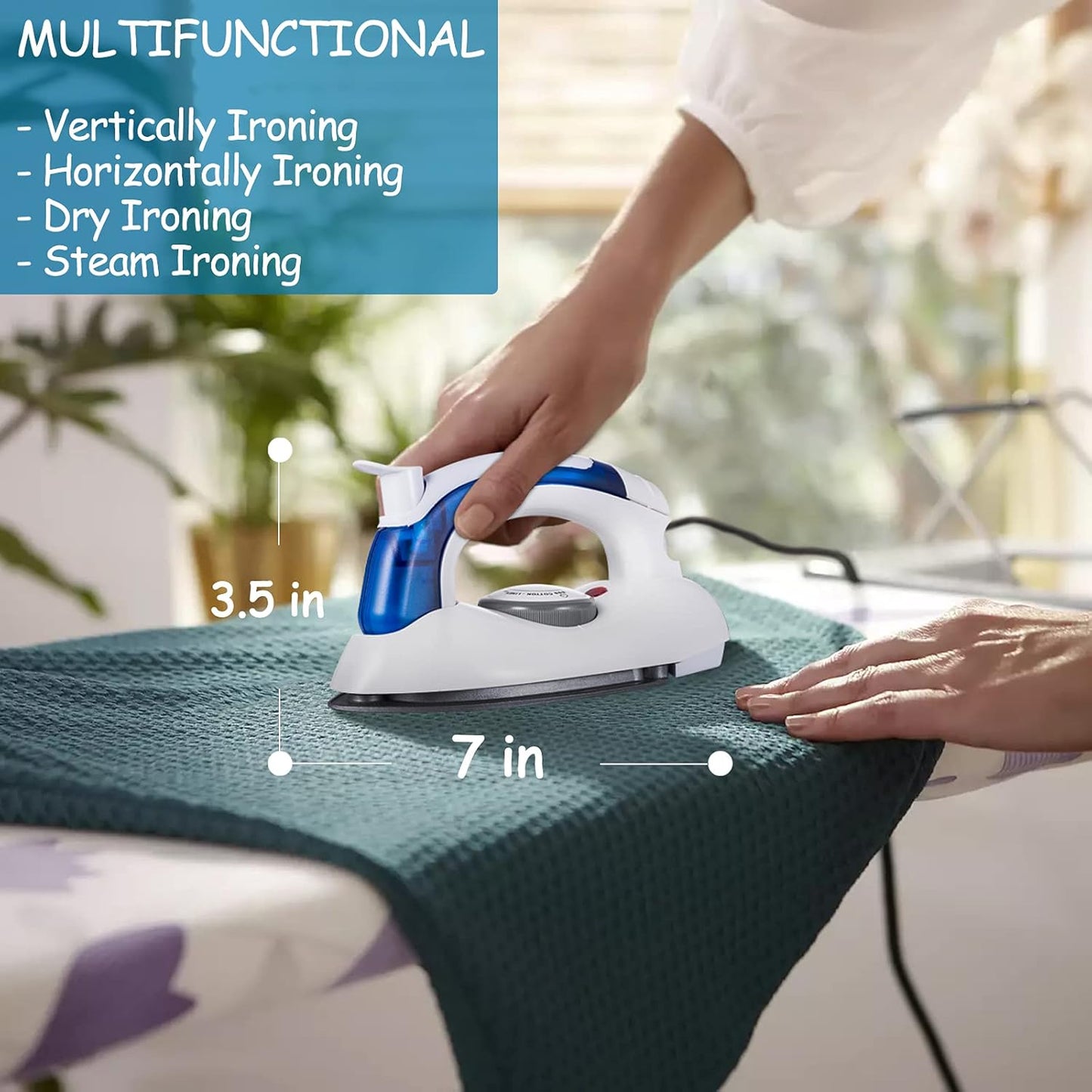 Skiennix Portable Travel Steam Iron - Handheld Mini Iron with Non-Stick Sole Plate & Detachable Water Tank