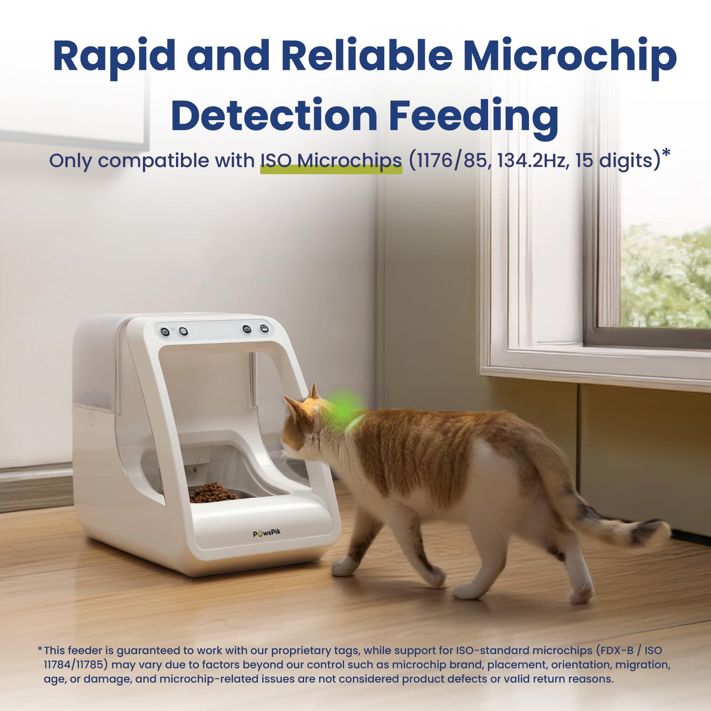 PawsPik Automatic Microchip RFID Cat Feeder,16-Cup, ISO Microchip & PawsPik RFID Tag Compatible, App Control, Portion Control