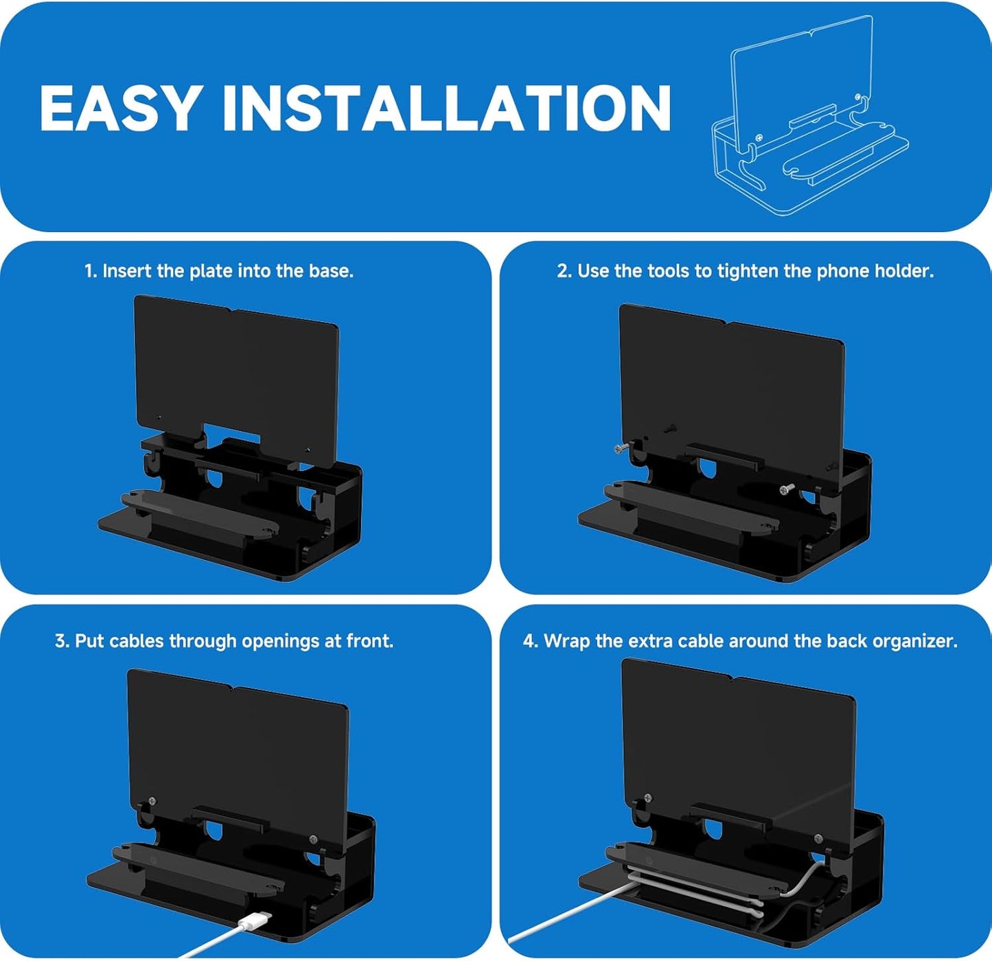 CaSZLUTION 2 Dual Phone Holder Organizer Stand for Phones, Acrylic Desktop Universal Mobile Phone Docking Station