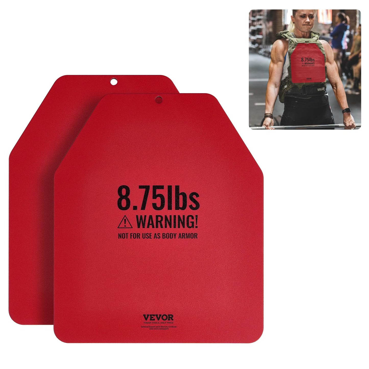 VEVOR Weight Vest Plates, 8.75 LB Pairs, Premium Steel Weighted plates, Contoured Ergonomic Fit – WODs, Additional Weight for Vests, for Strength Training, Running, Fitness, Heavy Workouts