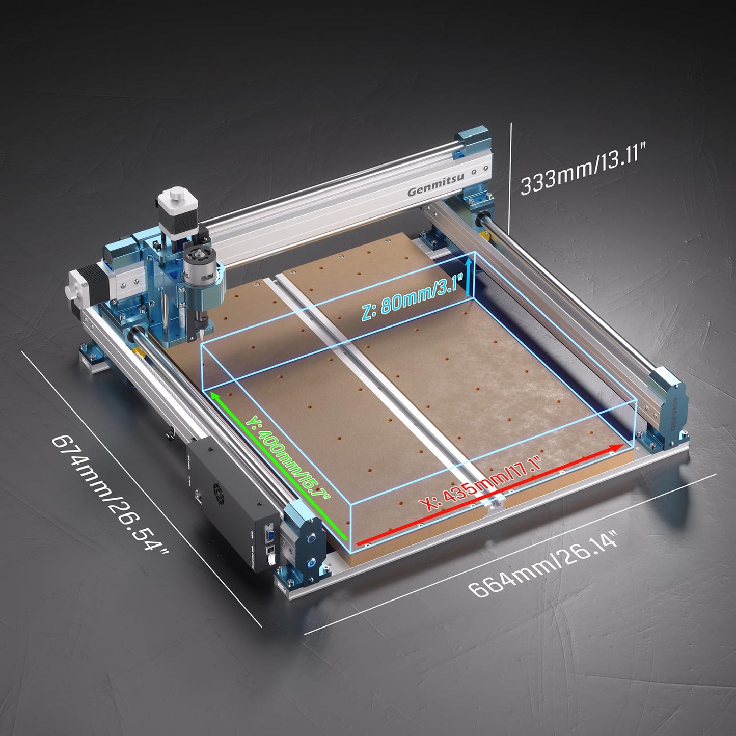 Genmitsu CNC Router Machine 4040-PRO + CFL55-33 5000mW Optical Power Laser Module, for Metal Acrylic Cutting Milling, GRBL Control, Lead Screw Driven, 3 Axis Engraving