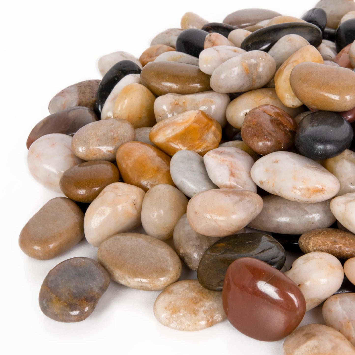 GASPRO 15 Pound Black River Rocks and 15 Pound Mix Decorative Polished Pebble, for Plants, Succulents, Landscaping, Garden, Vase Filler and More