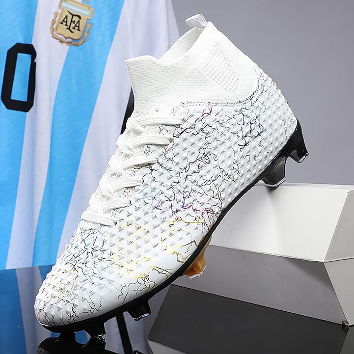 Men's Soccer Shoes High-Top Soccer Cleats Outdoor Breathable Athletic Professional Spikes Youth Boys Football Shoes Unisex