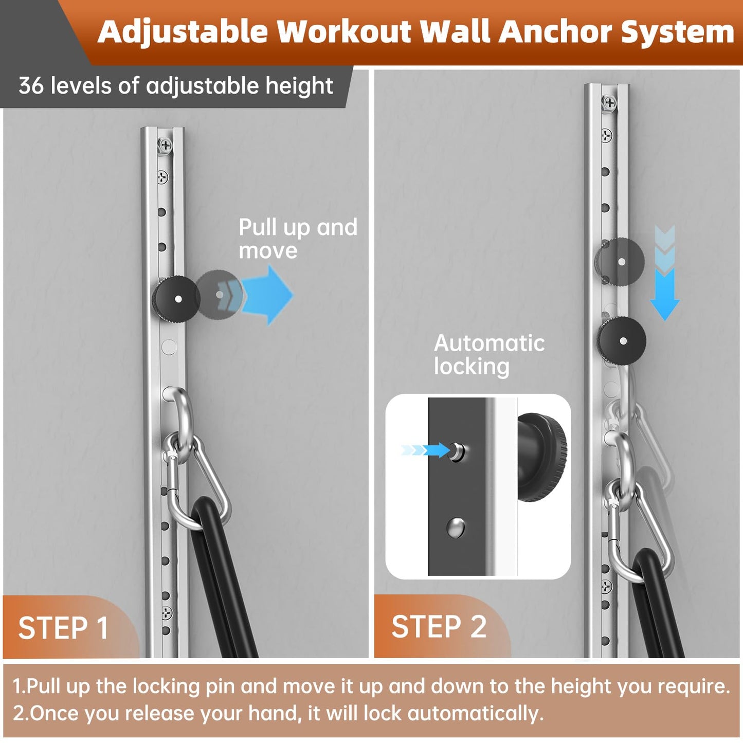 Adjustable Resistance Band Wall Mount System,Home Gym Dedicated Resistance Band Wall Anchor, Ideal for Strength Training, Physical Therapy & Rehab Training