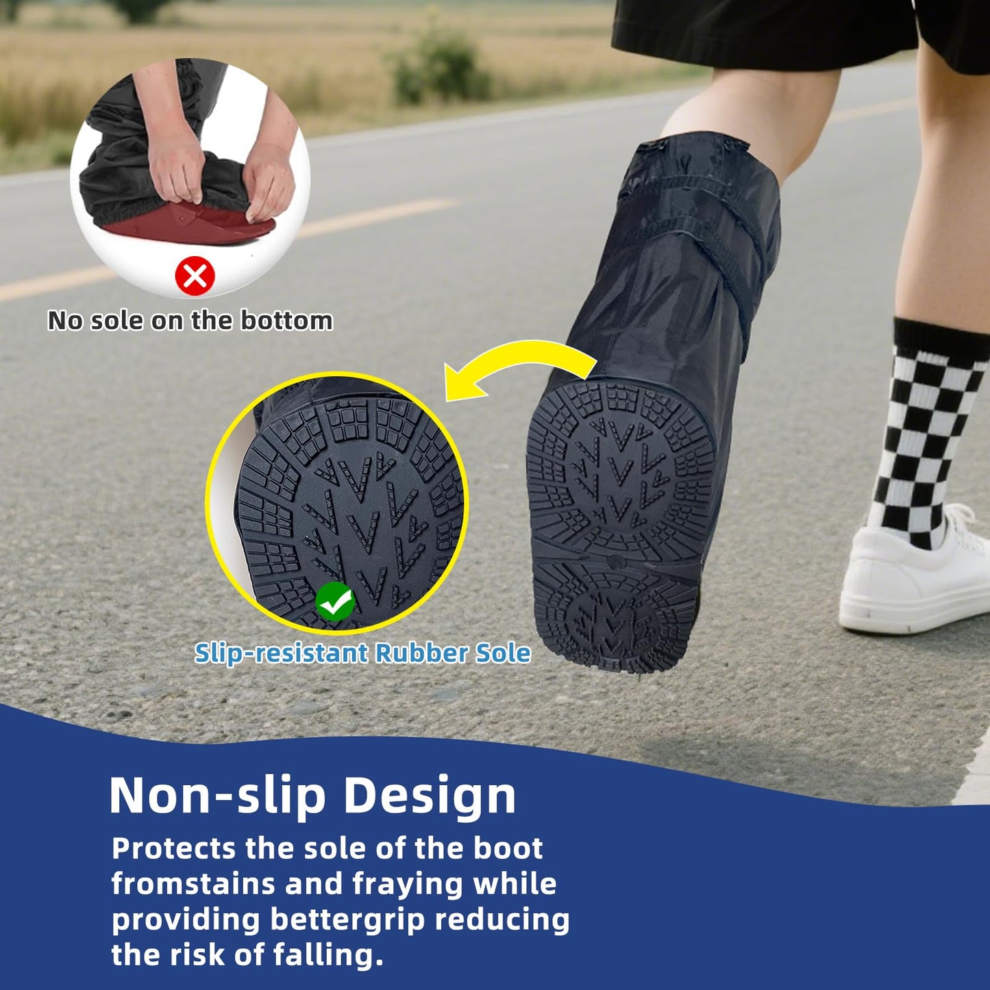 FONOFOX Waterproof Boot Cover for Medical and Orthopedic Boots, Heavy-Duty Non-Slip Sole, Reusable Shoe Protector for Rain, Snow, Beach, Garden, Indoor & Outdoor Use (Large)