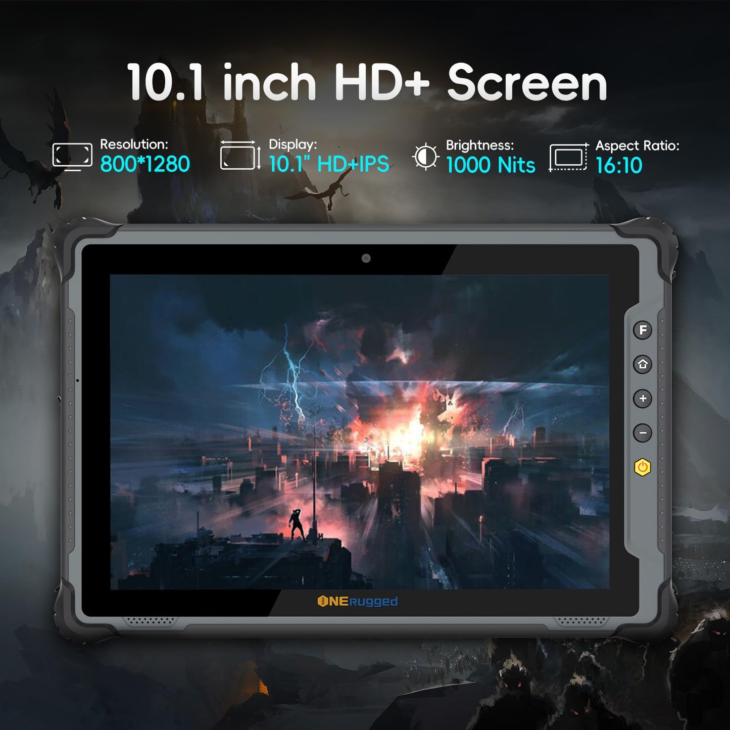 ONERugged M10T 10.1" Rugged Tablet with Zebra SE4710 2D Scanner, Android 14, 8GB+128GB Octa-Core PC, 1000nits Sunlight Readable Display, 10000mAh Battery, IP65 Waterproof for Warehouse