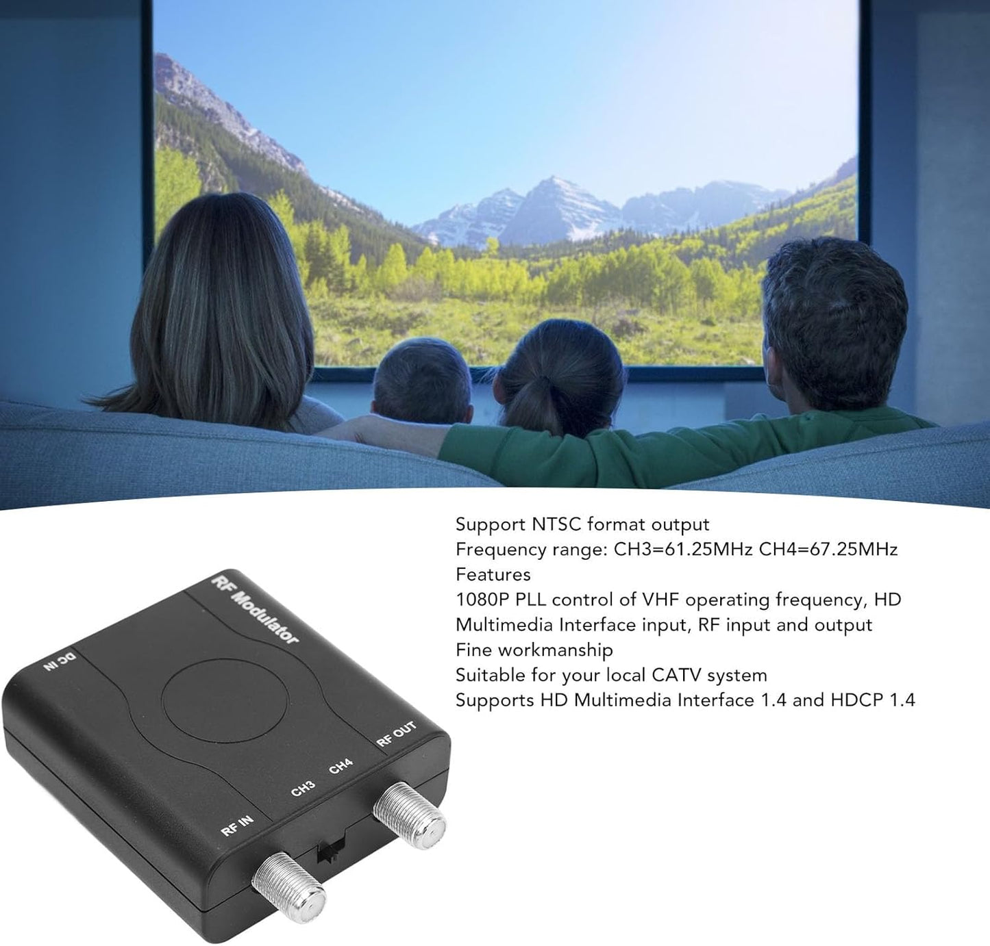 HDM61, FOSA HDMI to RF Modulator, HDMI Coaxial Converter, Supports NTSC Format Output
