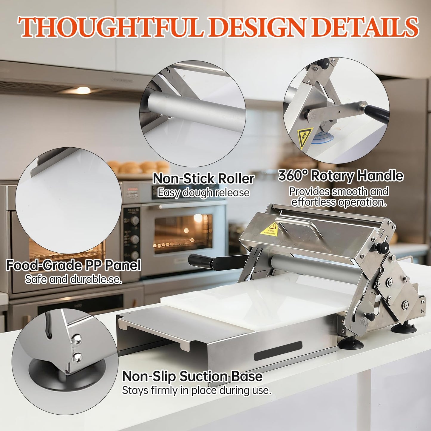 40.5" x 15.5" Folding Manual Dough Sheeter with PE Board – Stainless Steel Countertop Dough Roller Machine, Adjustable Thickness (0–25mm) for Pastry, Pizza, Croissant, Cookie & Pasta