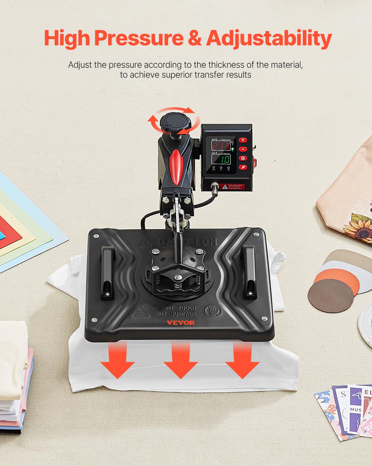 VEVOR 5 in 1 Heat Press Machine 12x15 Inch, 360° Swing Away Shirt Press Machine - Digital Professional Heat Transfer Tshirt Press Machine, Sublimation Heat Press for T Shirts Hat Cap Mug Plate