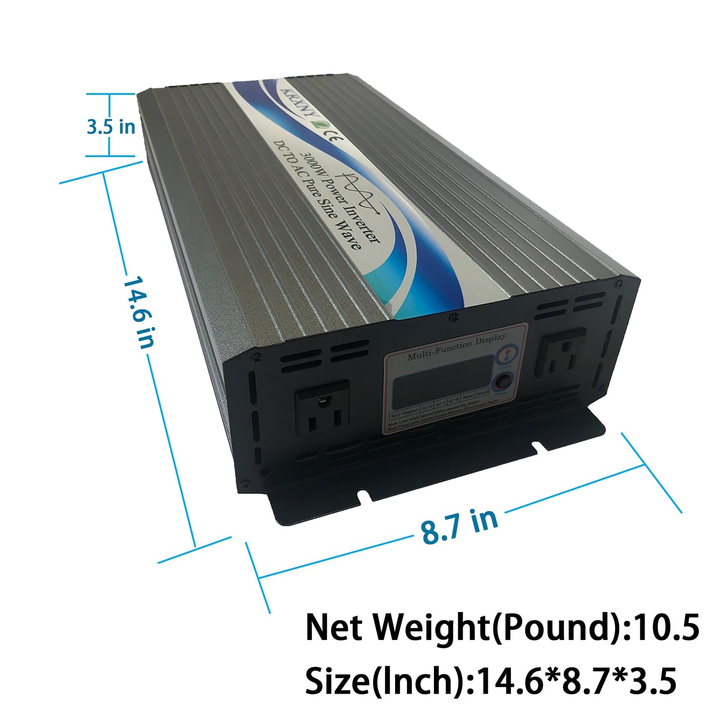 KRXNY 3000W Off Grid Pure Sine Wave Power Inverter 48V DC to 110V 120V AC with LCD Display for RV Camping Truck Home Solar