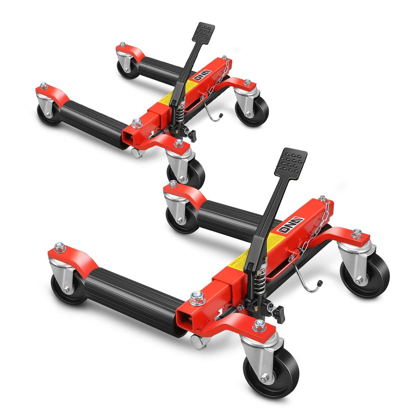 DNA Motoring 2pcs Car Wheel Dolly Jack Set Hydraulic 1500 lbs Car Skates, 9'' Wheel Vehicle Positioning Jack, Heavy Duty Rollers with Ratcheting Foot Pedal for Tire Auto Repair Moving, TOOLS-00758