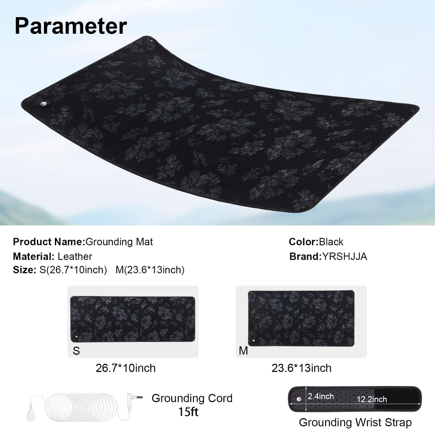 Grounding Mat for Sleep, Universal Grounding Mat for Pain Relief, Inflammation, Balance,Earth Connected Therapy. Grounding Wrist Strap and Grounding Mat Kit（23.6x13Inch）
