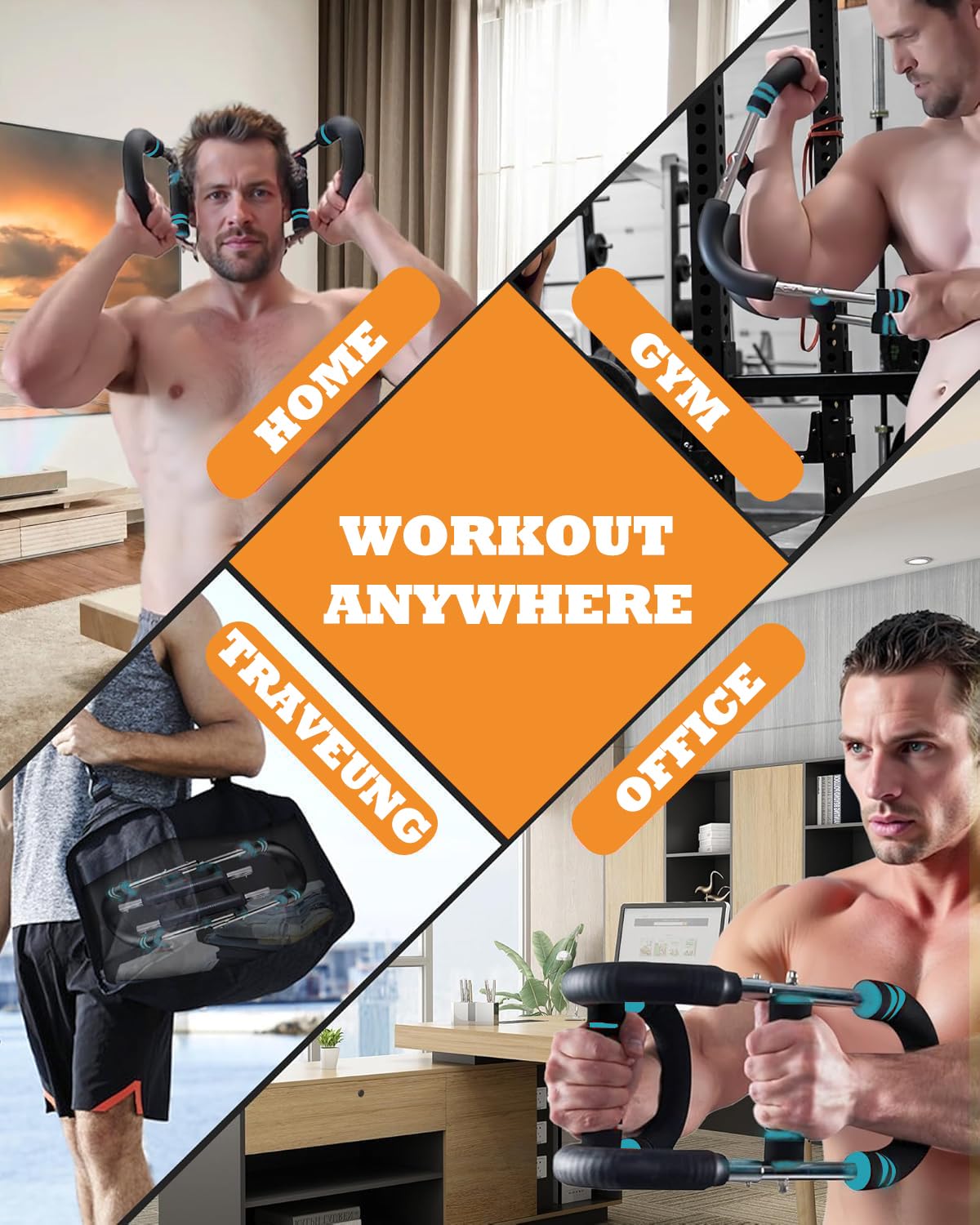 Sandpoy Twister Arm Trainer, 40-100lb Adjustable Chest Workout Equipment, Portable Chest Trainer for Men, Detachable Resistance Power Twister Bar for Home/Travel