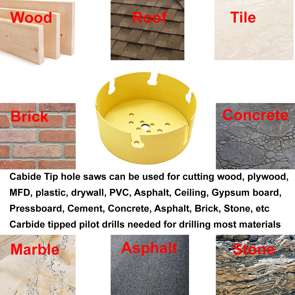 MaxTool 12" TCT Hole Saw 305mm Carbide Tip Holesaw 2.25" Deep with 5/8-18 Thread for Cutting Asphalt Brick Concrete MDF Tough Material; CT00Y57R1200E