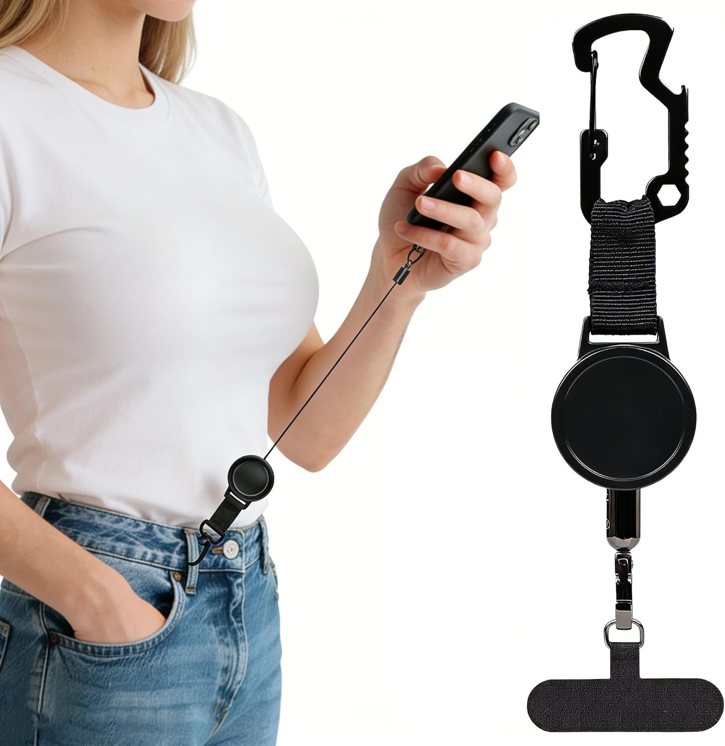 Angjiny 360 Anti-theft Phone Tether - Universal Phone Lanyard Retractable Steel Line Cellphone Strap,Phone Leash